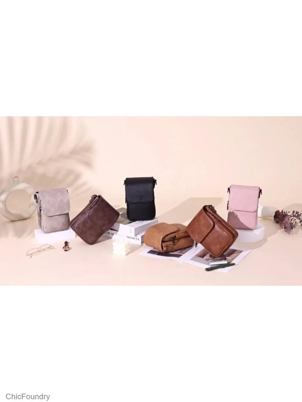 Small Crossbody Purse with Triple Compartments, Cell Phone Wallet with Card